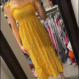 Yellow polka dot summer dress